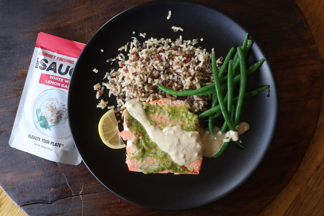 Image of Pesto Salmon with White Wine Lemon Garlic 