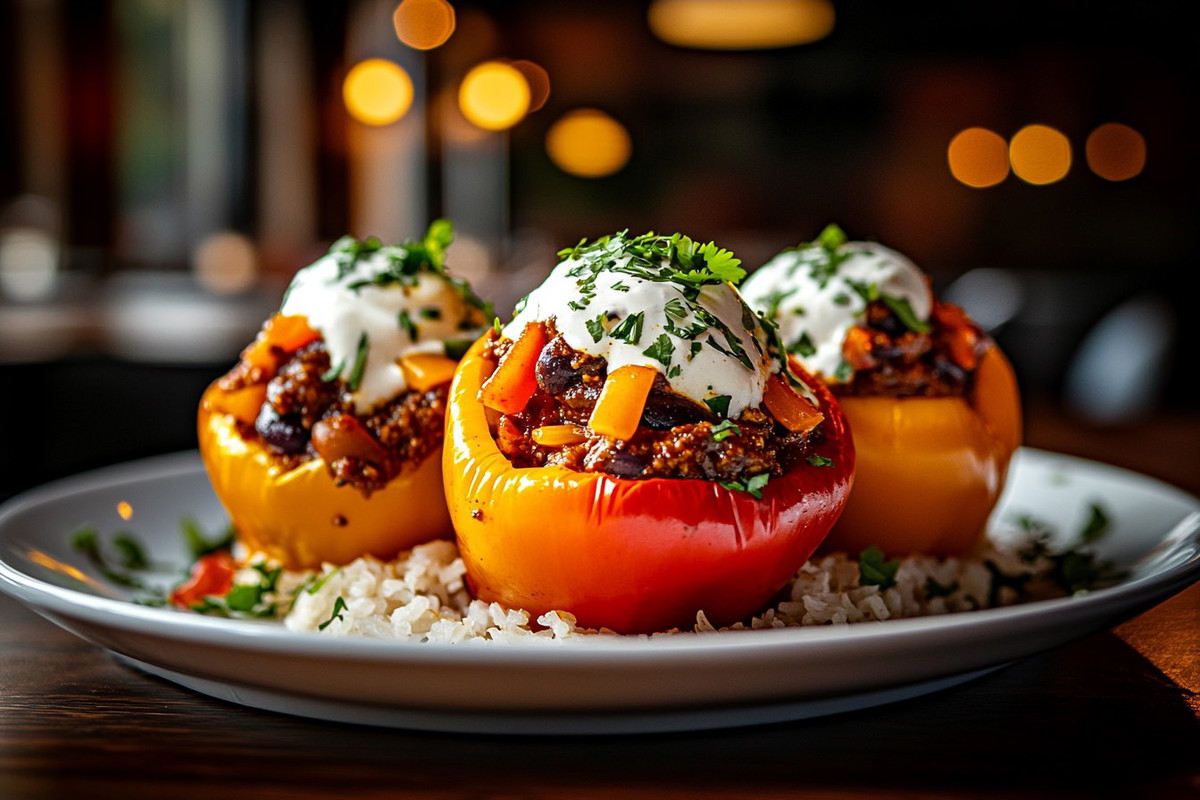 Chili-Stuffed Bell Peppers 