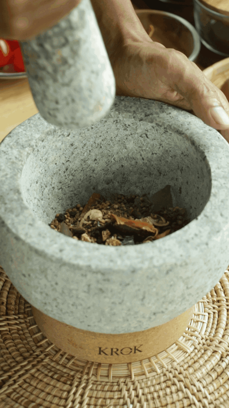 Image of Grind the toasted spices into a fine powder using a...