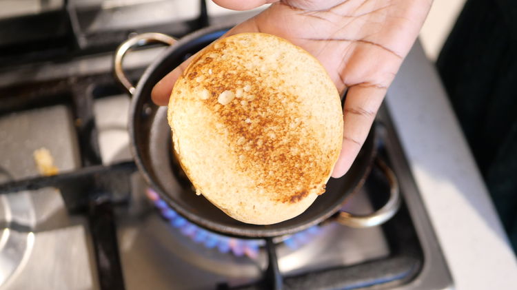 Image of  Toast the burger buns lightly.