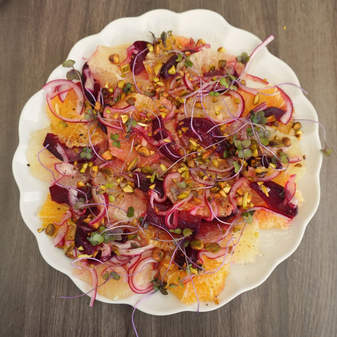 Winter Citrus and Beet Salad with Pickled Scotch Bonnet and Shallot