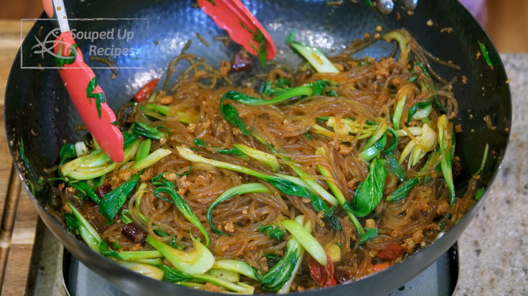 Image of Last, toss in the julienned bok choy. Stir over medium heat until the vegetables are welted. This will take 30 seconds to a minute.