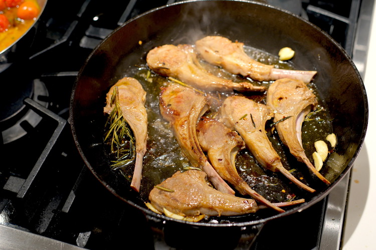 Image of Cook lamb about 2 to 3 minutes per side for a medium cook.  Be mindful that single lamb chops are very thin and will cook quickly