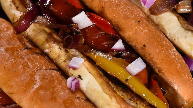 Bratwurst with Peppers and Onions by Turbo E Griddle Insert