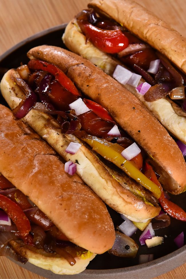 Bratwurst with Peppers and Onions