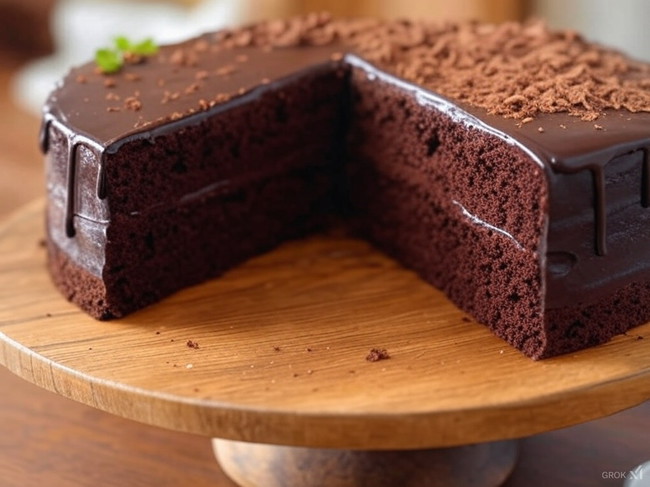 Image of Flourless Chocolate Cake  Recipe with Chocolate Ganache Topping