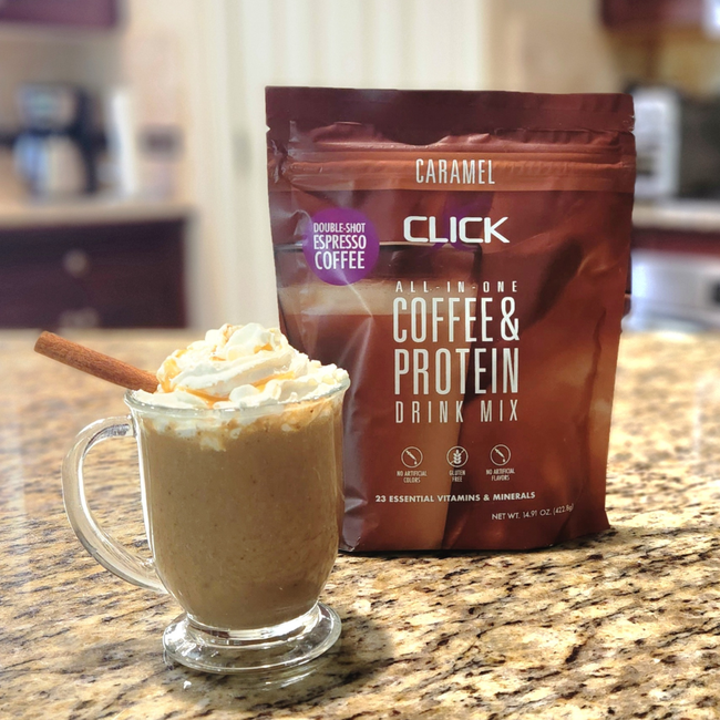 Image of COFFEE PROTEIN RECIPE: CINNAMON CARAMEL LATTE