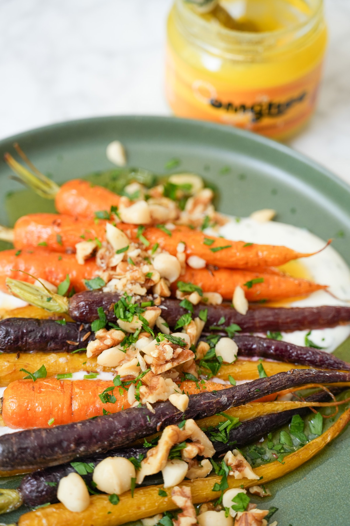 Honey Roasted Ghee Carrost with the lot!