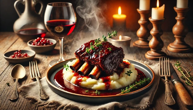 Image of Slow-Cooked Short Ribs in Red Wine Sauce