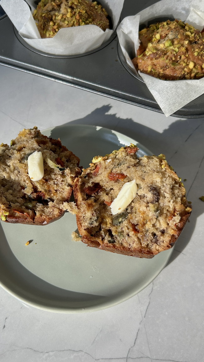 Image of Nutty Banana Zucchini Muffins with a Crunchy Twist