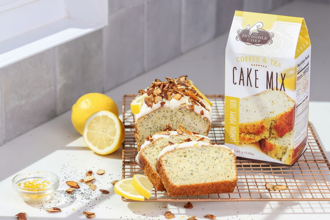 Image of Frosted Lemon Poppy Seed Cake w/Caramelized Almonds