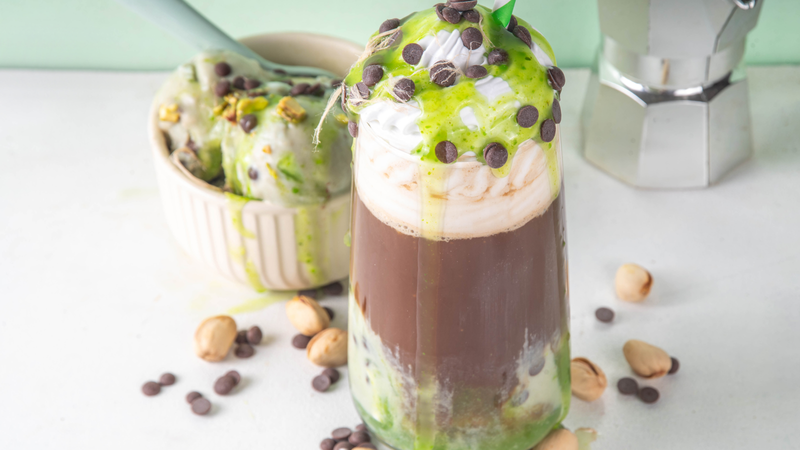 Image of Wabi Coffee Recipes: Iced Pistachio Mocha