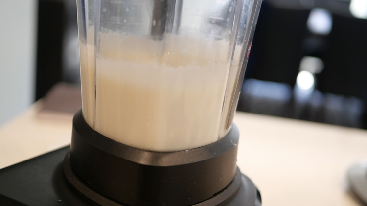 Image of  Add a little warm water or milk and blend until smooth. The batter should be thick but pourable similar to pancake batter.