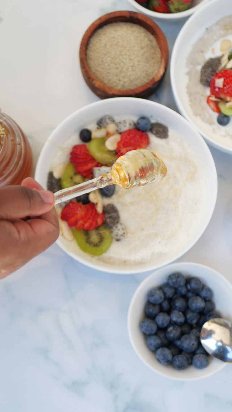 Image of Drizzle with extra coconut milk or honey if desired.