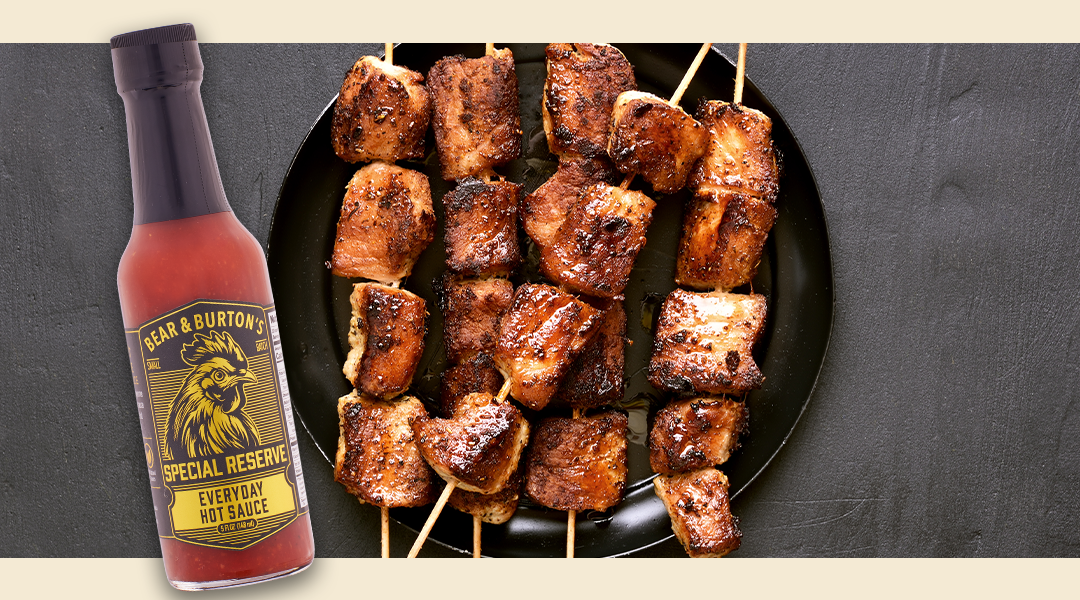 Bear & Burton's Everyday Hot Sauce Pork Tenderloin Skewers
