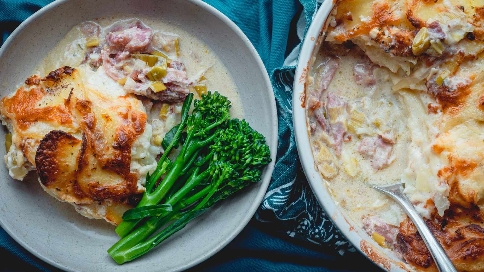 Image of Ham, bacon and leek dauphinoise pie