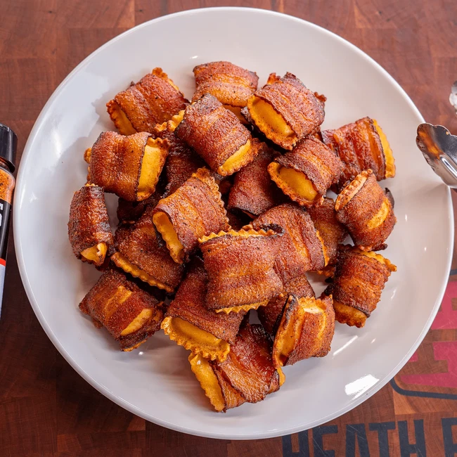 Bacon Wrapped Cheese Ravioli on the Traeger Ironwood XL