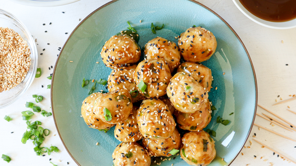 Image of Baked teriyaki chicken meatballs