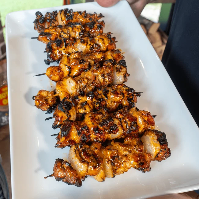 Chicken Kabobs With Boom Boom Sauce On the Weber Kettle Grill