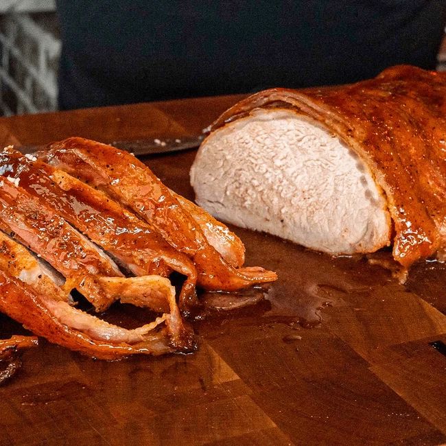 Barbecue bacon wrapped pork tenderloin