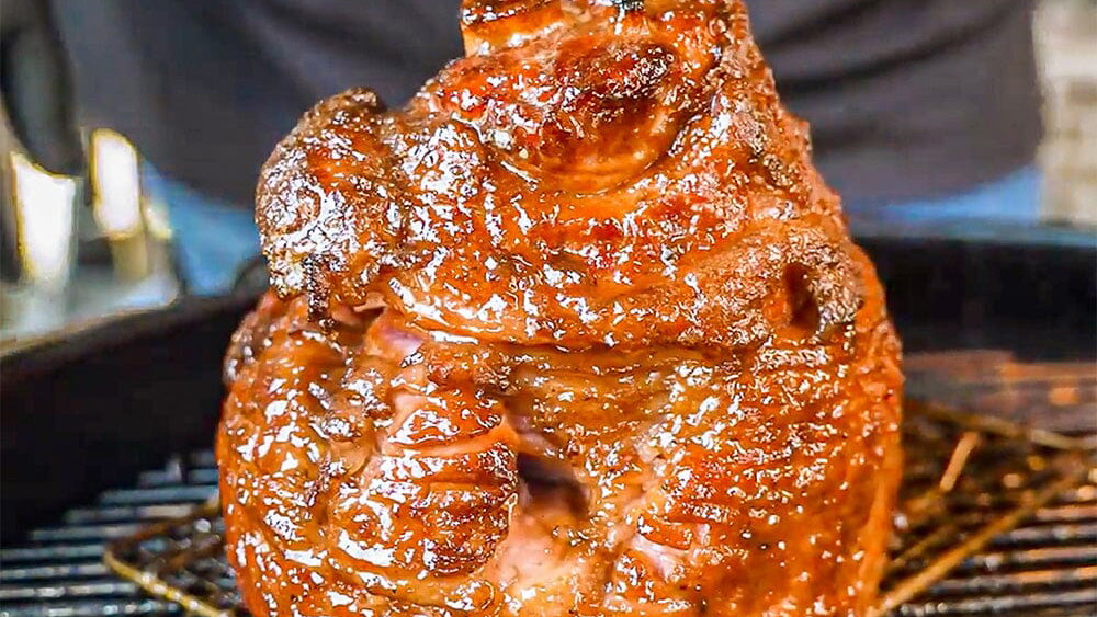 Image of Whiskey Raspberry Glazed Ham | Weber Kettle Grill