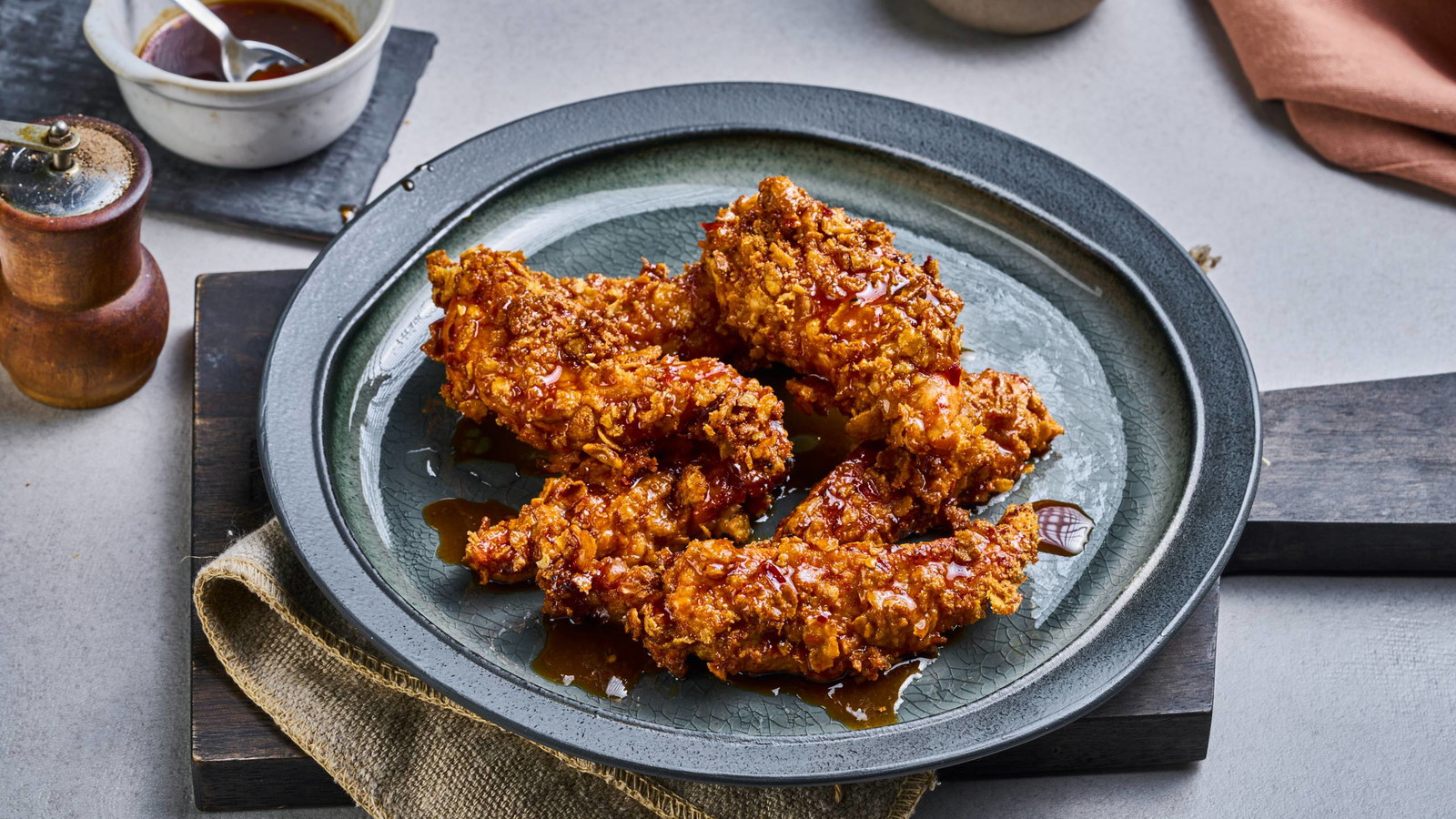 Krispiga kycklingstrips med honung