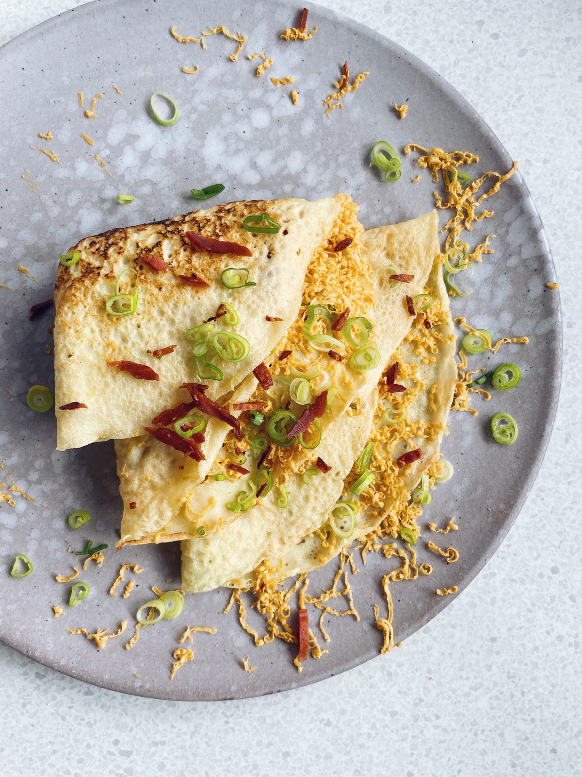 Smoked Cheese + Bacon Pancakes