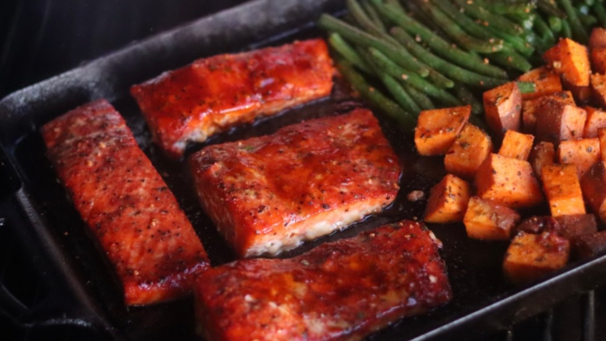 Image of Blueberry Bourbon Glazed Smoked Salmon