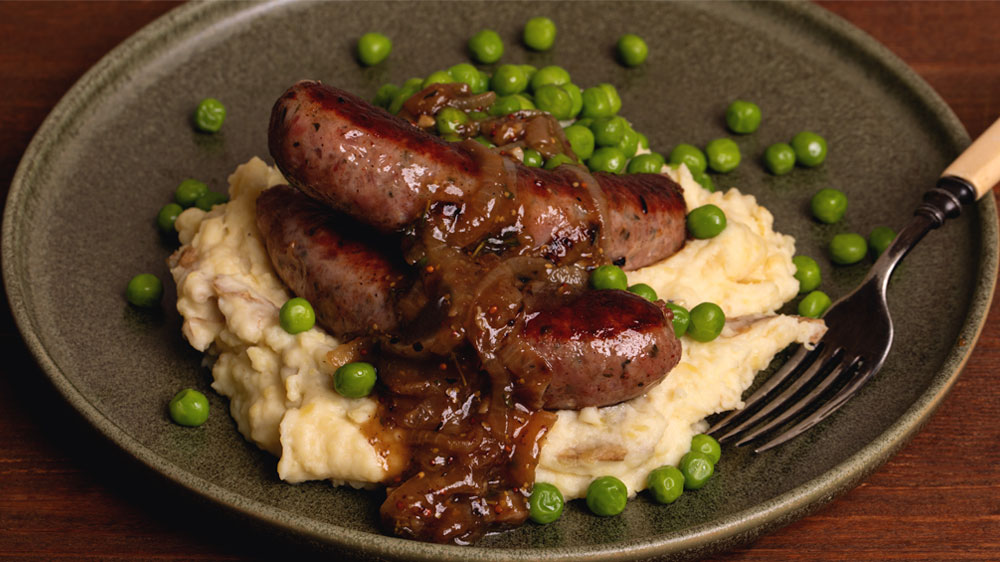 Bangers & Mash with Onion Gravy