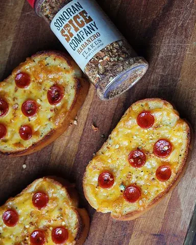 Texas Toast Pizzas with Habanero Flakes