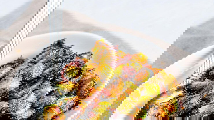 Crabby Bags Roasted Brussels Sprouts with Balsamic Glaze 