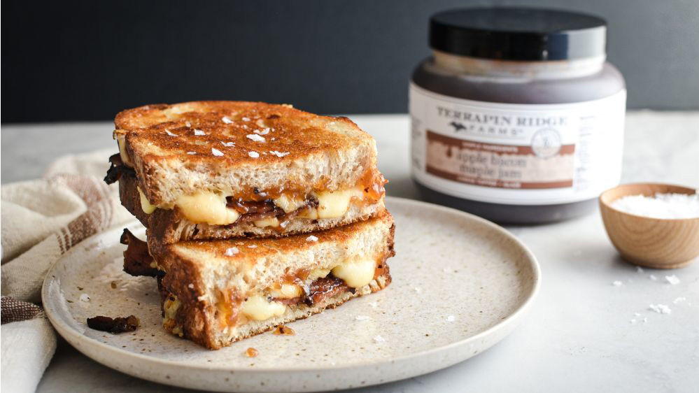 Image of Fontina Grilled Cheese with Apple Maple Bacon Jam