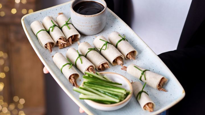 Image of Mini Chinese-style duck pancake canapés