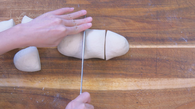 Image of Divide the dough into 6 even pieces and cover them so they don't dry out.