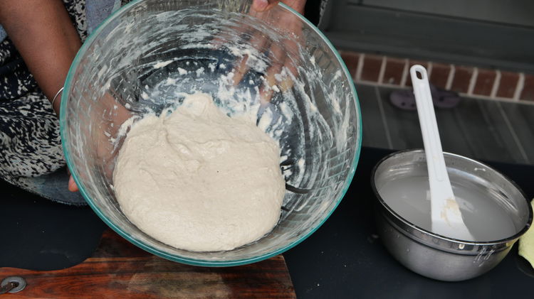 Image of Gradually stir until you a smooth, thick batter develops.