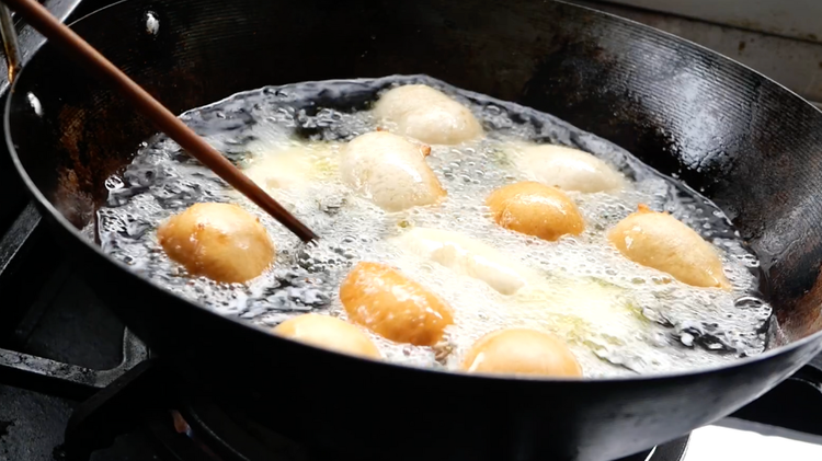 Image of Fry in batches, turning occasionally, until golden brown (about 3-4 minutes).