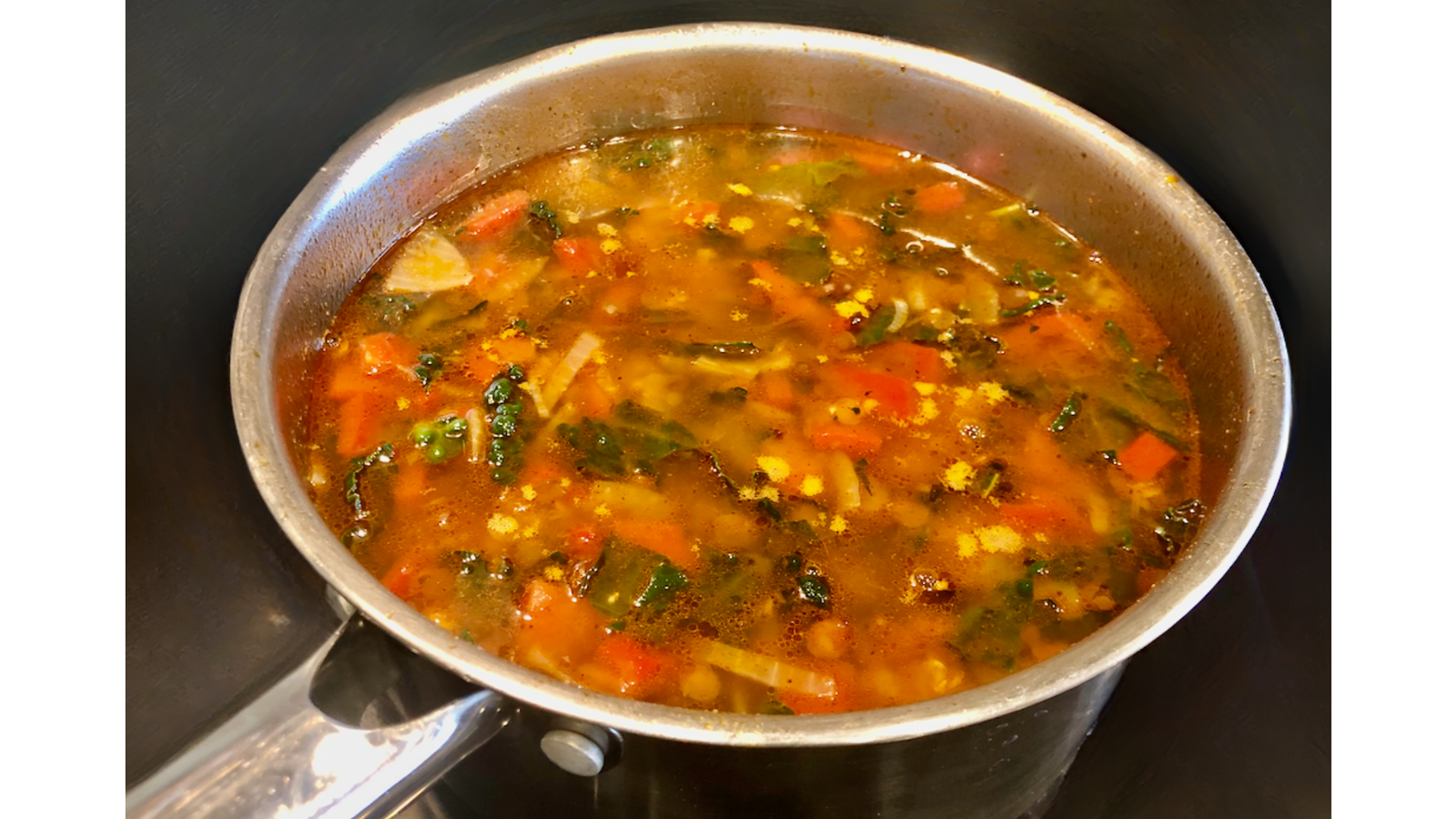 Image of Healthy Lentil Soup with Red Peppers, Kale, and The ONE