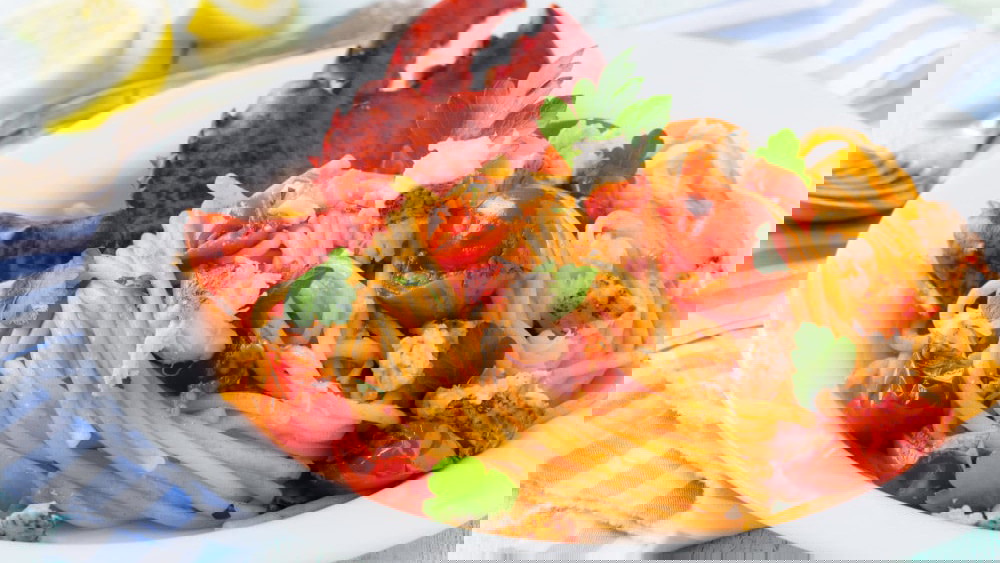 Image of Grilled Lobster Pasta with Creamy Pan Sauce 