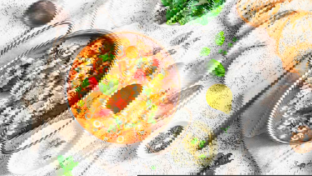 Image of Spring Minestrone Soup with Crab