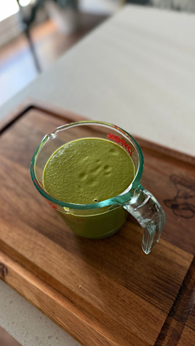 Image of Blitz into a puree or sauce, then add crème fraiche and keep in a warm spot
