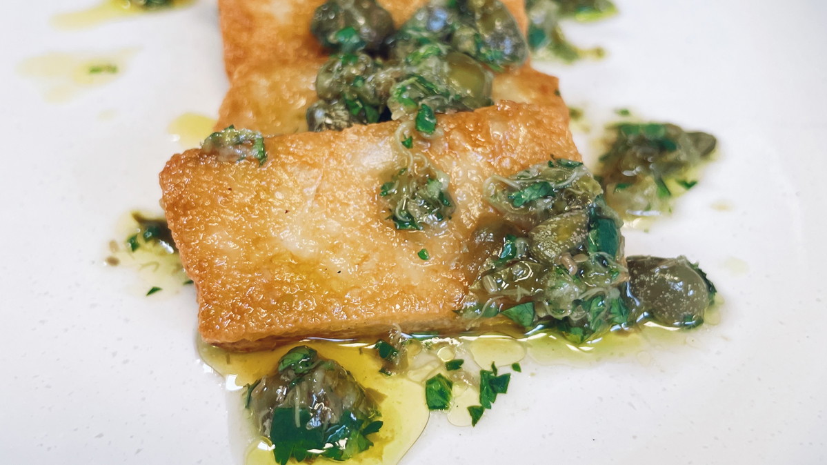 Mozzalloumi with a Caper Lime Salsa