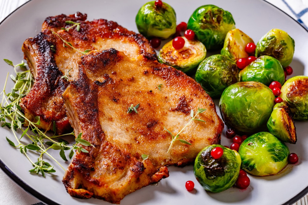 Pork Chops with Sprouts