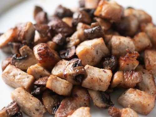 Pork Belly Bites with Mushrooms