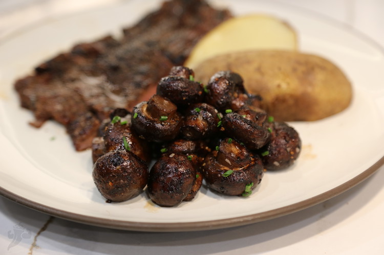 Image of Finish with some kosher salt and green herby or chivey thing of choice if you have some around. 