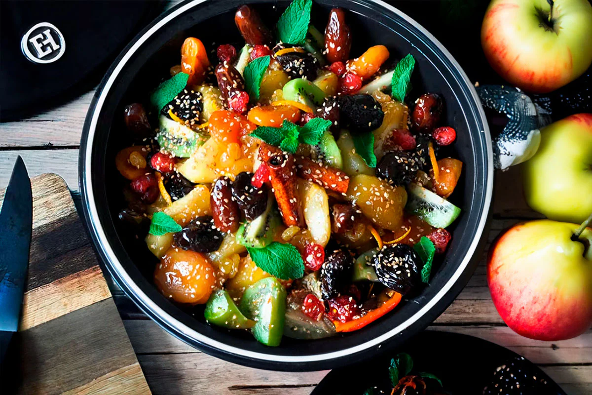 Tajine duce de fruta fresca y seca caramelizada a la miel