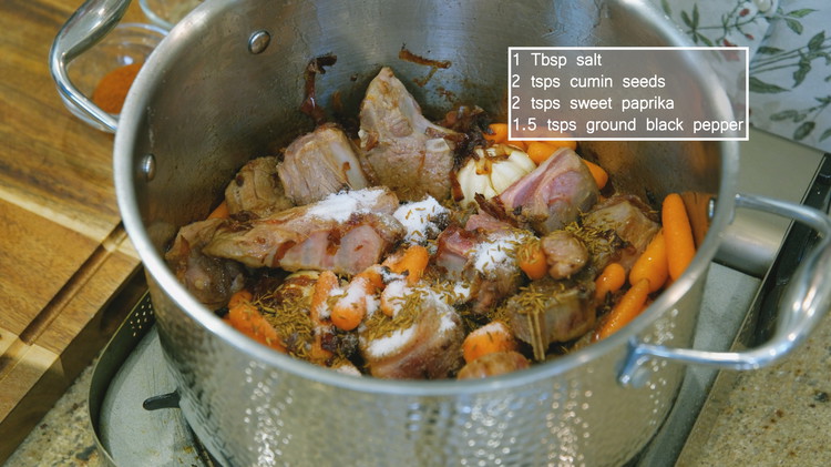 Image of Add 1 Tbsp of salt, 2 tsps of cumin seeds, 2 tsps of sweet paprika, and 1.5 tsps ground black pepper.