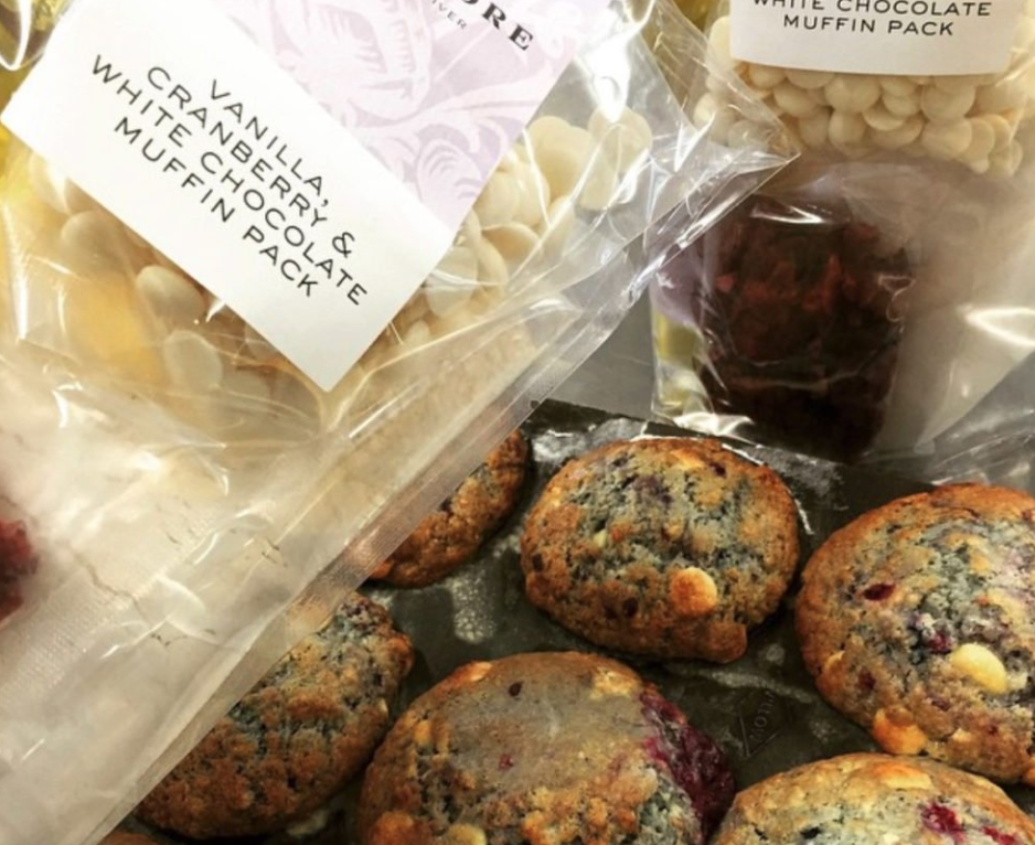 Vanilla, Cranberry and White Chocolate Muffins