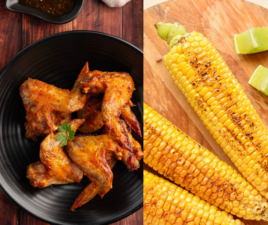 Wings with Corn on the Cob