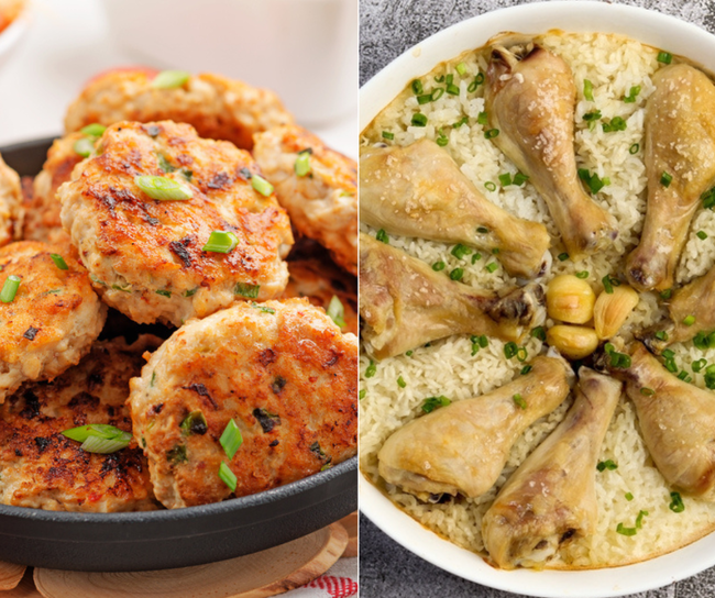 Chicken Patties and One-dish Chicken Rice