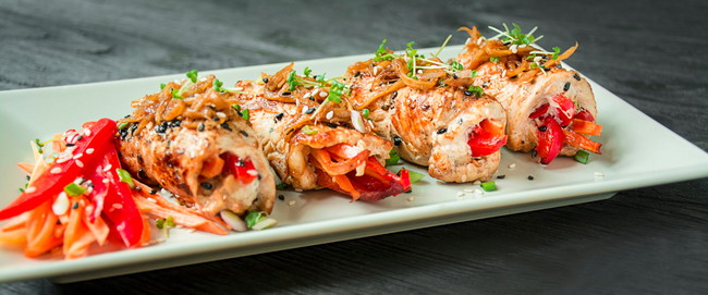 Bell Pepper Stuffed Chicken Roll-ups